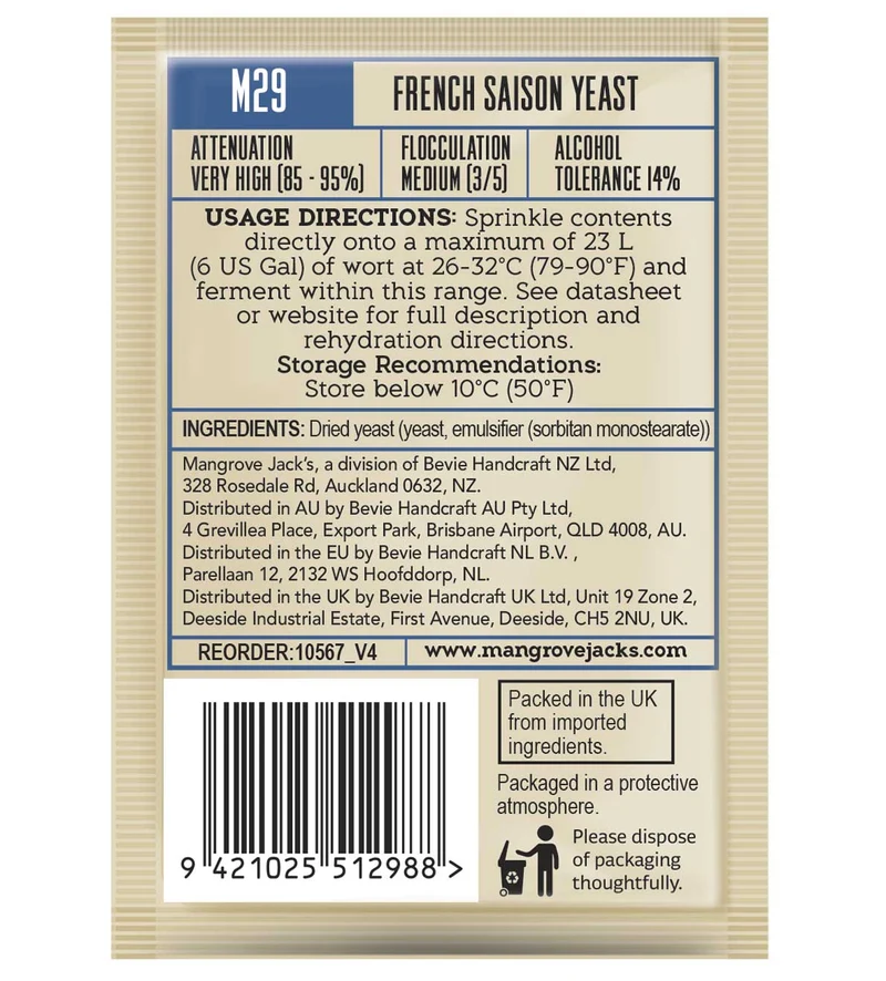 Mangrove Jack's CS Yeast M29 French Saison (10g)
