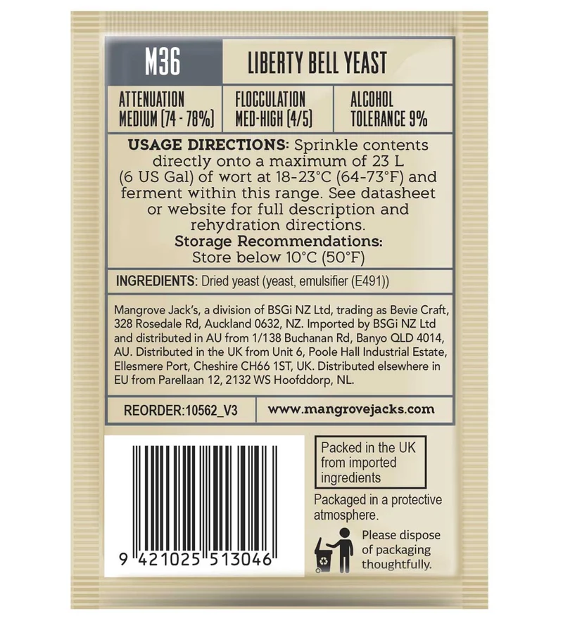 Mangrove Jacks CS Yeast M36 Liberty Bell Ale (10g)
