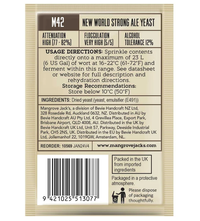 Mangrove Jack's CS Yeast M42 - New World Strong Ale (10g)