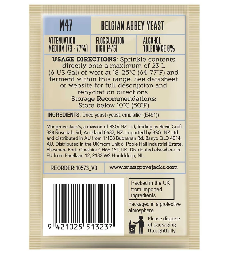 Mangrove Jack's CS Yeast M47 Belgian Abbey (10g)