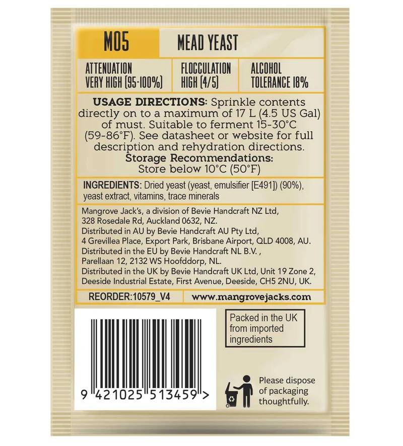Mangrove Jack's CS Yeast Mead M05 (10g)