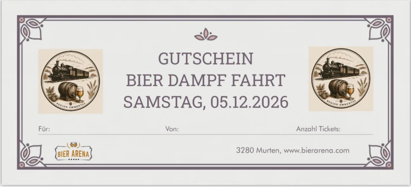 Gutschein Bier Dampf Fahrt 2026