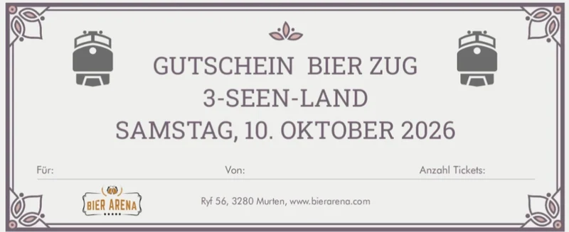 Gutschein Bier Zug Oktober 2026 (inkl. Porto/Versand und weissem Geschenk-Couvert)