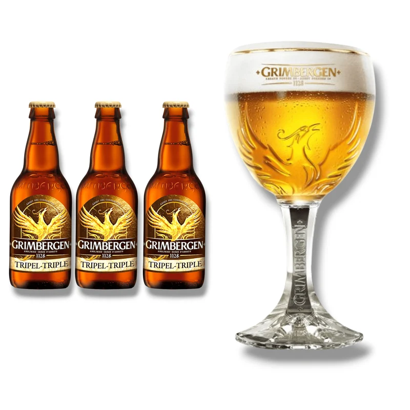 Grimbergen Bier mit Originalglas – mehrere Sorten zur Auswahl