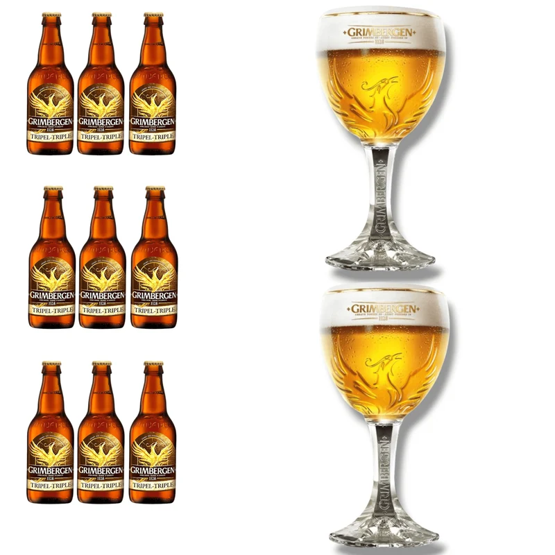 Grimbergen Bier mit Originalglas – mehrere Sorten zur Auswahl