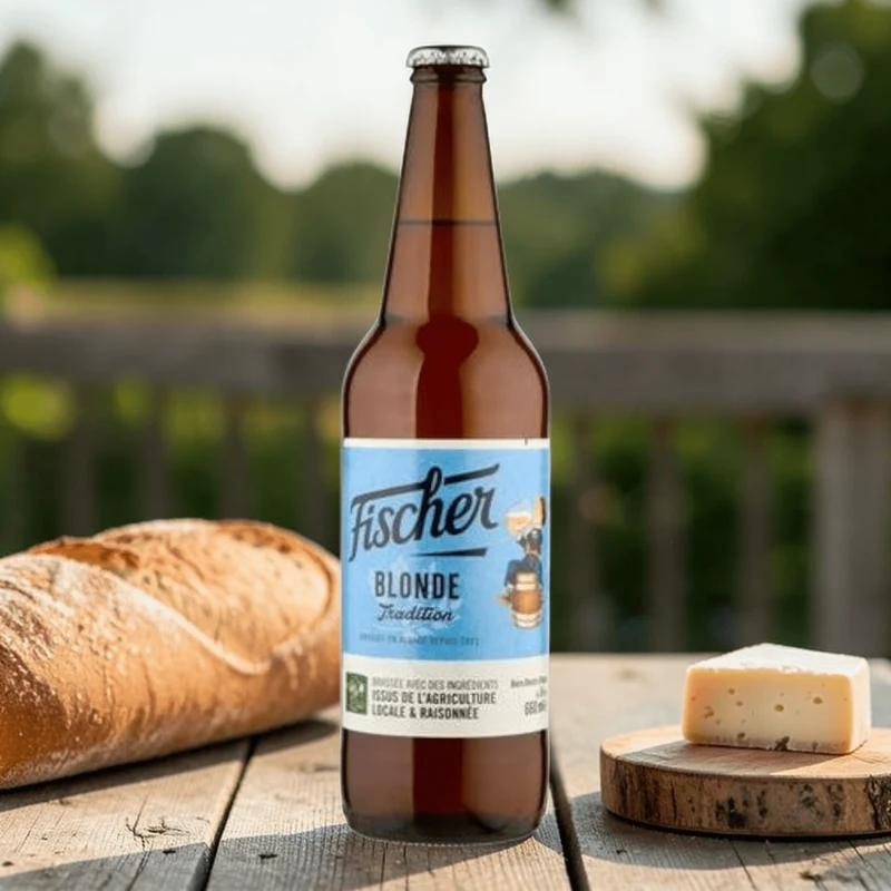 Fischer Blonde Tradition 0,65 l – klassisches Elsässer Lagerbier mit 6% Vol.