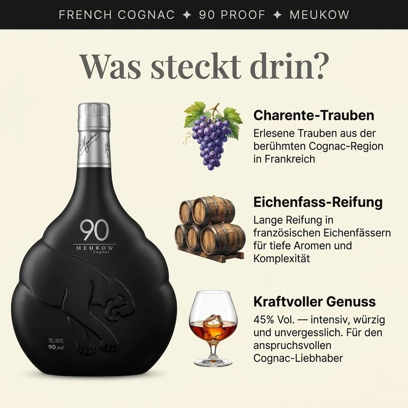Meukow 90 Proof Cognac 0,7l, alc. 45 Vol.-%