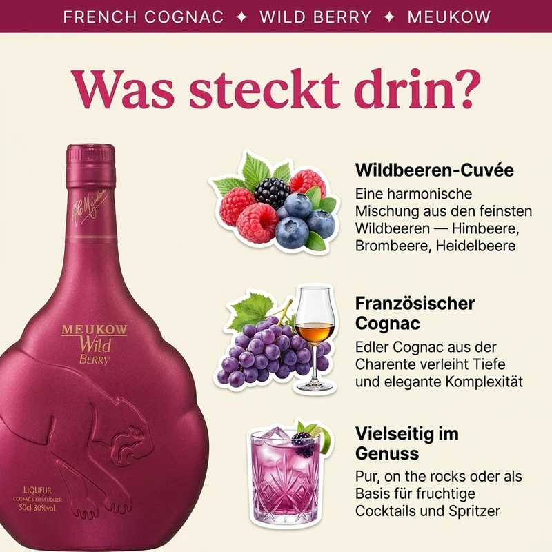 Meukow Wild Berry Cognac Liqueur 0,5l, alc. 30 Vol.-%