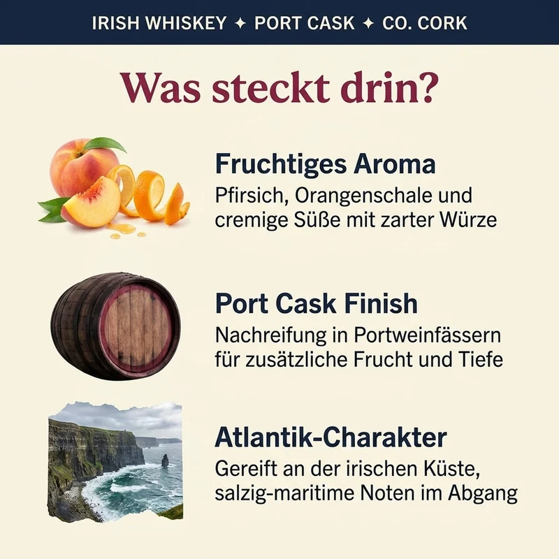 Clonakilty Port Cask Irish Whisky 0,7l, alc. 43,6 Vol.-%