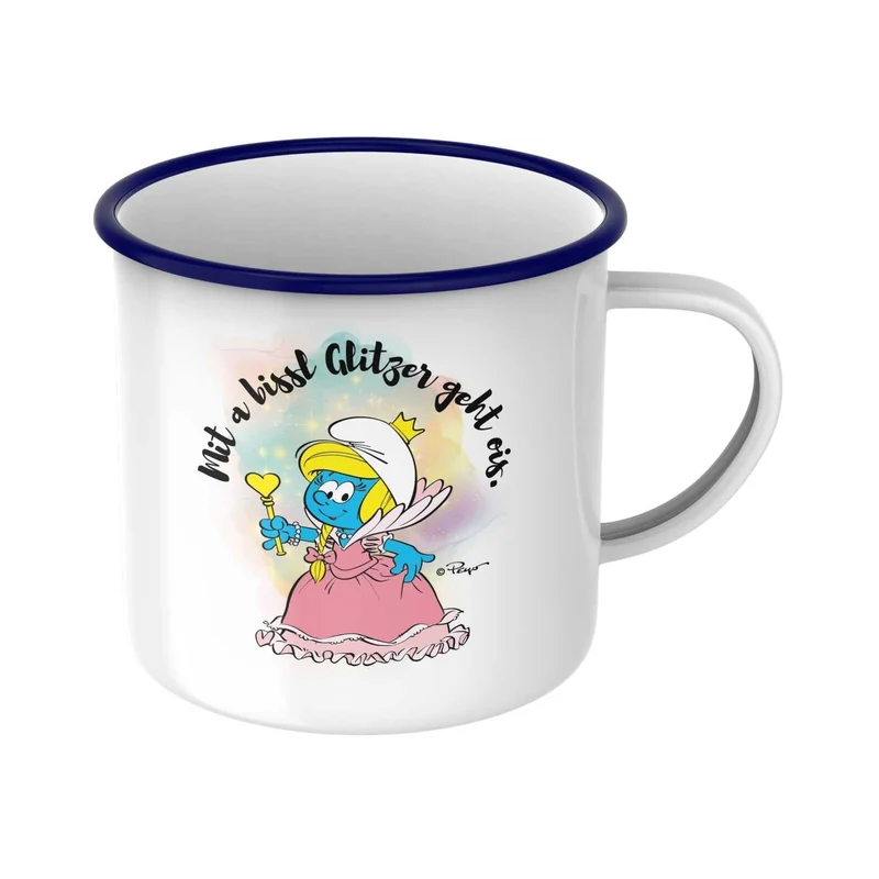 ®Die Schlümpfe Emailletasse "Glitzer"