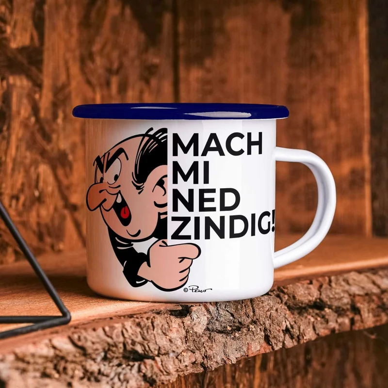 ®Die Schlümpfe Emailletasse "Mach mi ned zindig"