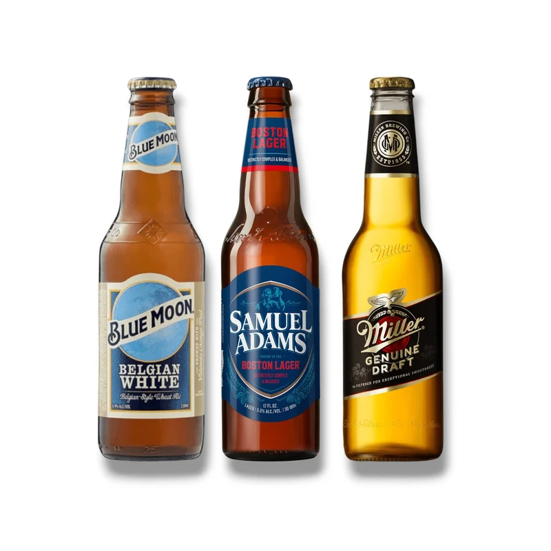 Amerikanisches Bier-Set – Samuel Adams, Blue Moon & Miller Genuine Draft