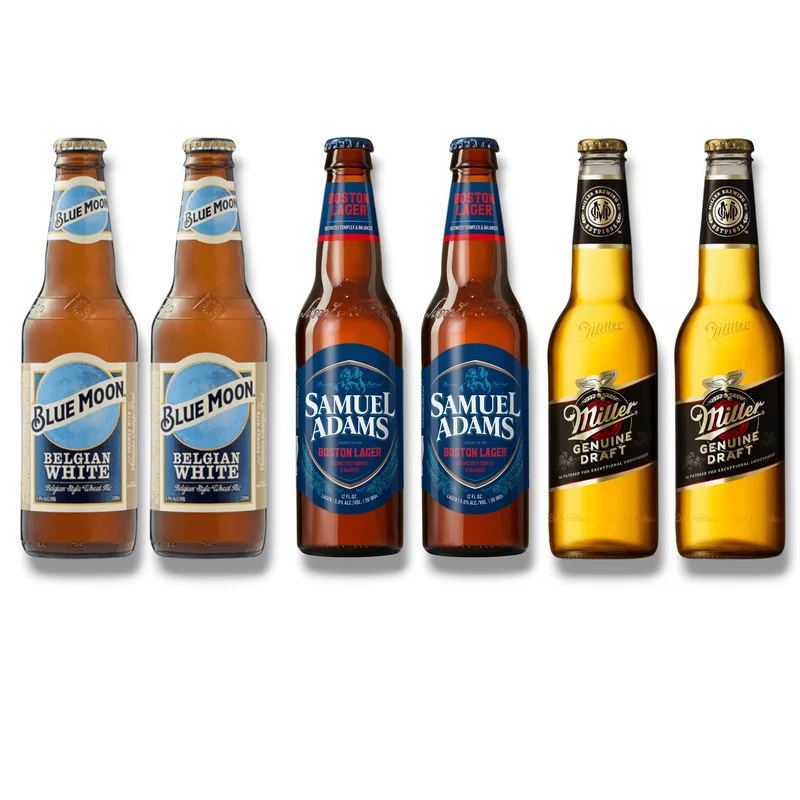 Amerikanisches Bier-Set – Samuel Adams, Blue Moon & Miller Genuine Draft