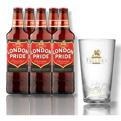 5 × Fuller's London Pride 0,5 l + Original Fuller's Glas
