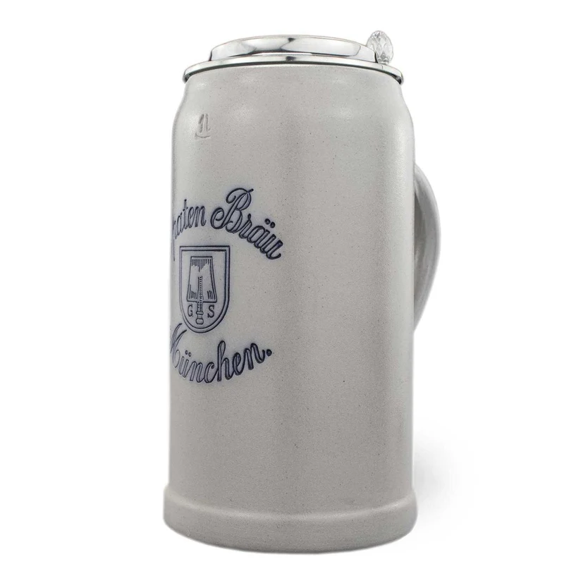 Steinkrug "Spaten-Bräu" salzglasiert mit Zinndeckel