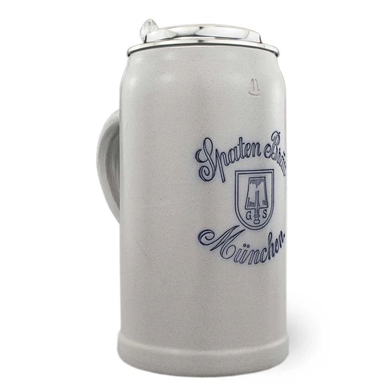 Steinkrug "Spaten-Bräu" salzglasiert mit Zinndeckel