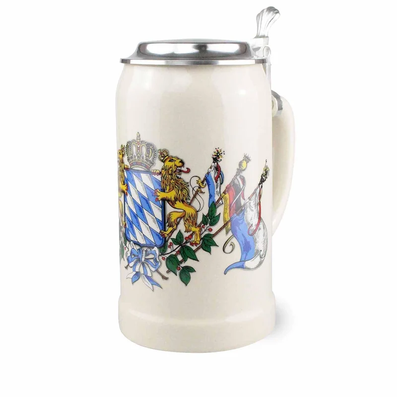Bierkrug Bayern mit Zinndeckel