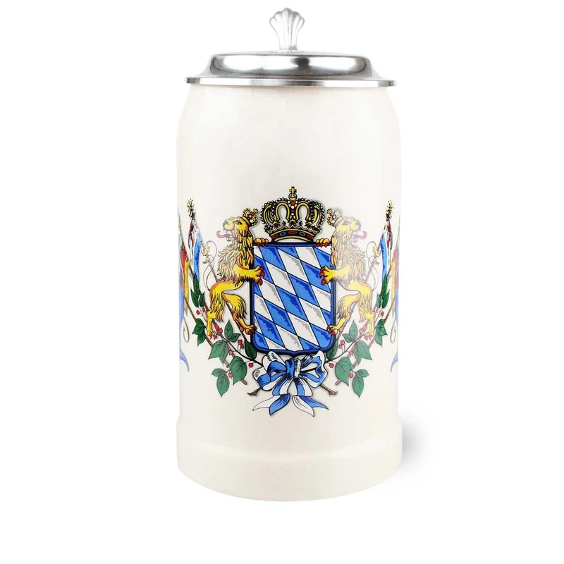 Bierkrug Bayern mit Zinndeckel