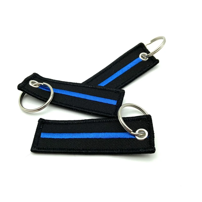 Thin Blue Line Textil Schlüsselanhänger