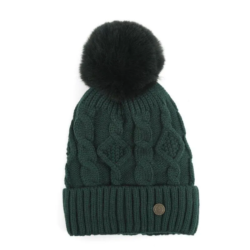 Celtic Weave Bobble Hat Green
