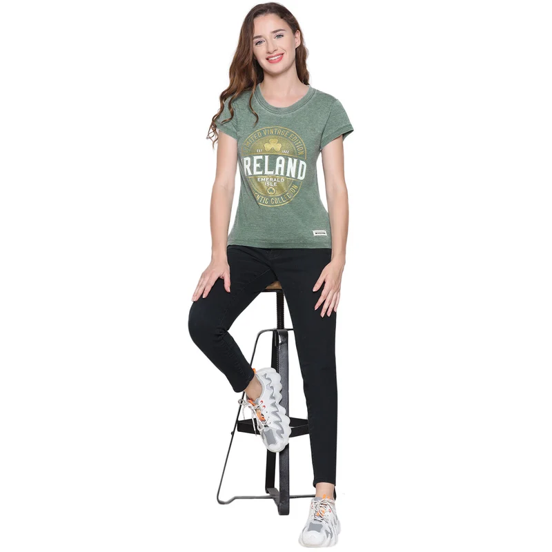 Women's Limited Vintage Edition Ireland T-shirt Burnout Green