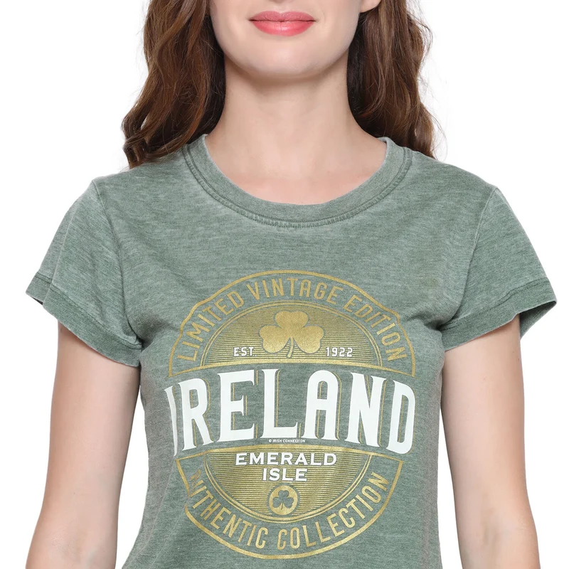 Women's Limited Vintage Edition Ireland T-shirt Burnout Green