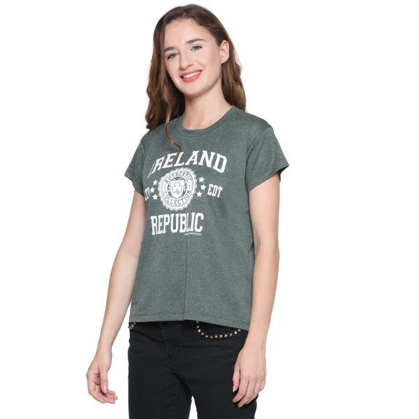 Women's Ireland Stamps Stars T-Shirt Green Melange