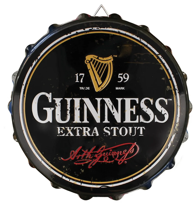 Guinness Extra Stout Bottle Cap Metal Sign