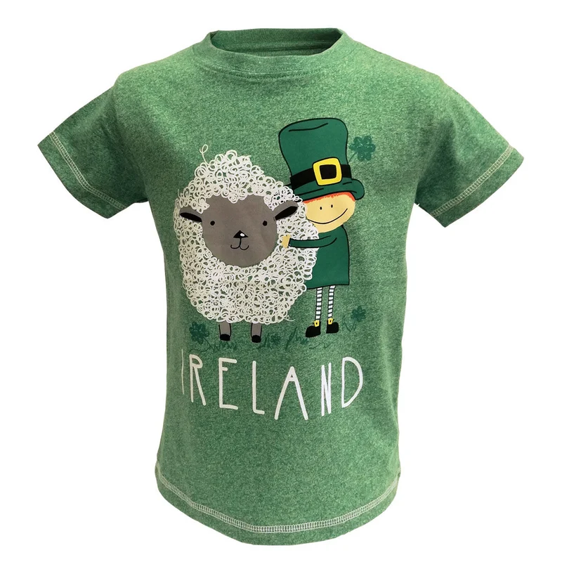 Kids Ireland Sheep and Leprechaun T-Shirt Green