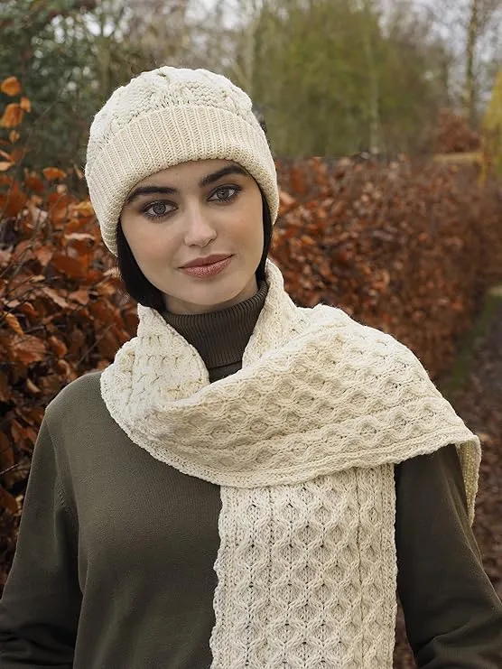 Merino Wool Honeycomb Hat Natural White