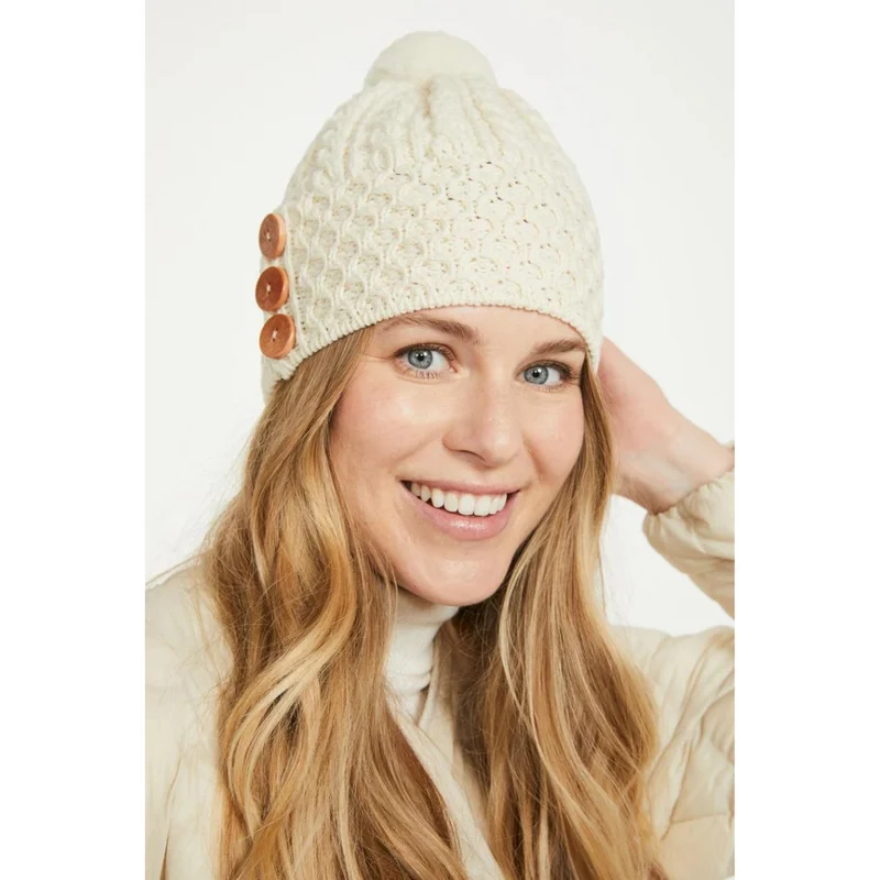 Women's Aran Bauble Natural Hat