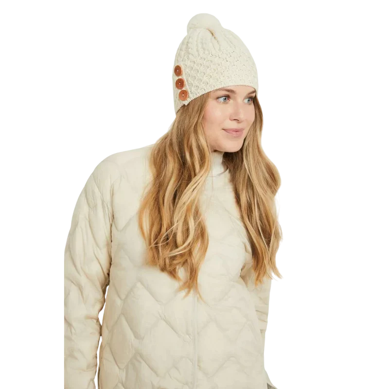 Women's Aran Bauble Natural Hat