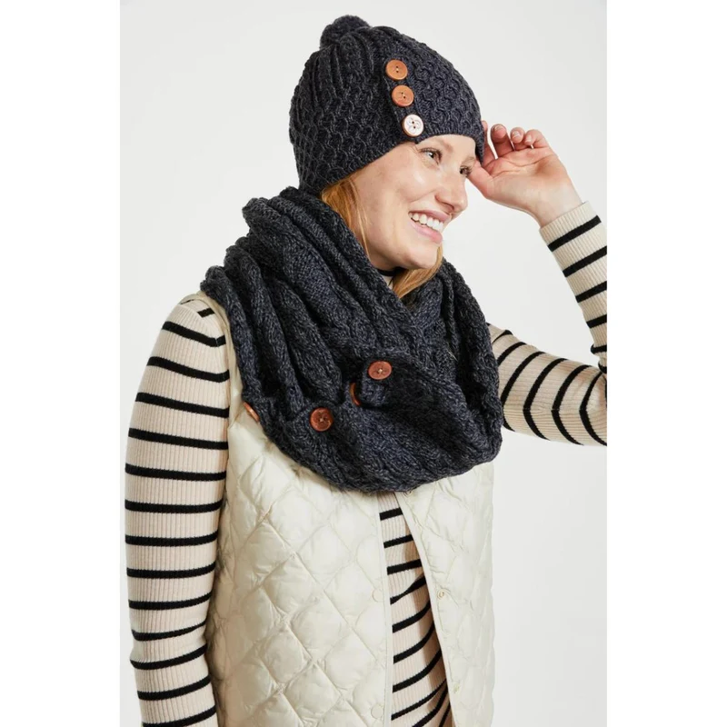 Women's Aran Bauble Grey Hat