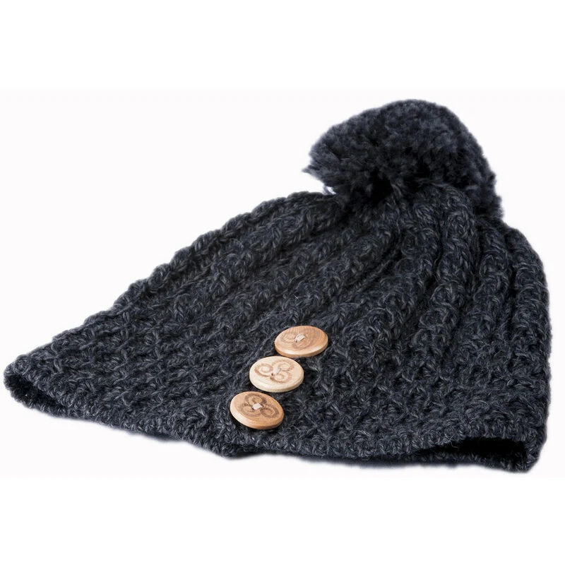 Women's Aran Bauble Grey Hat