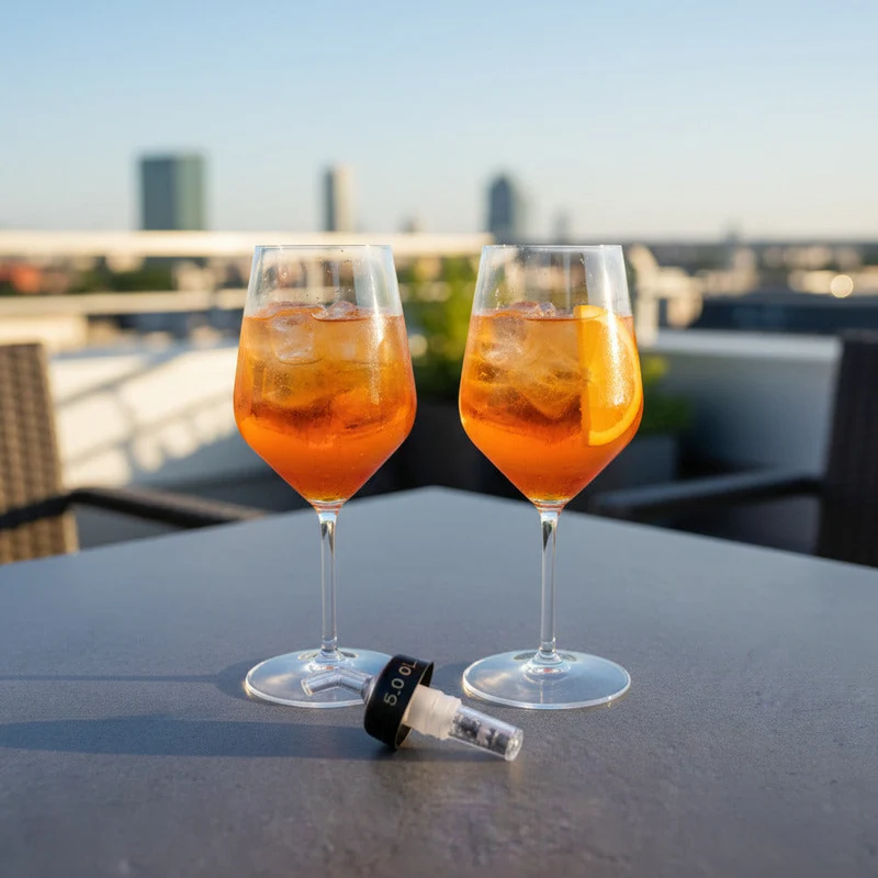 Kunststoffglas Aperolglas 2-er Set mit 5 cl Dosierer