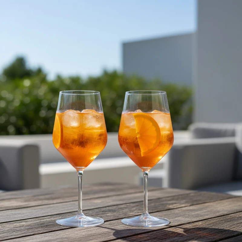 Kunststoffglas Aperolglas 2-er Set mit 5 cl Dosierer