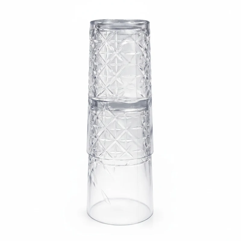 Kunststoffglas Luca Longdrink mit Reliefschliff | 0,4L | glasklar | 2er Set