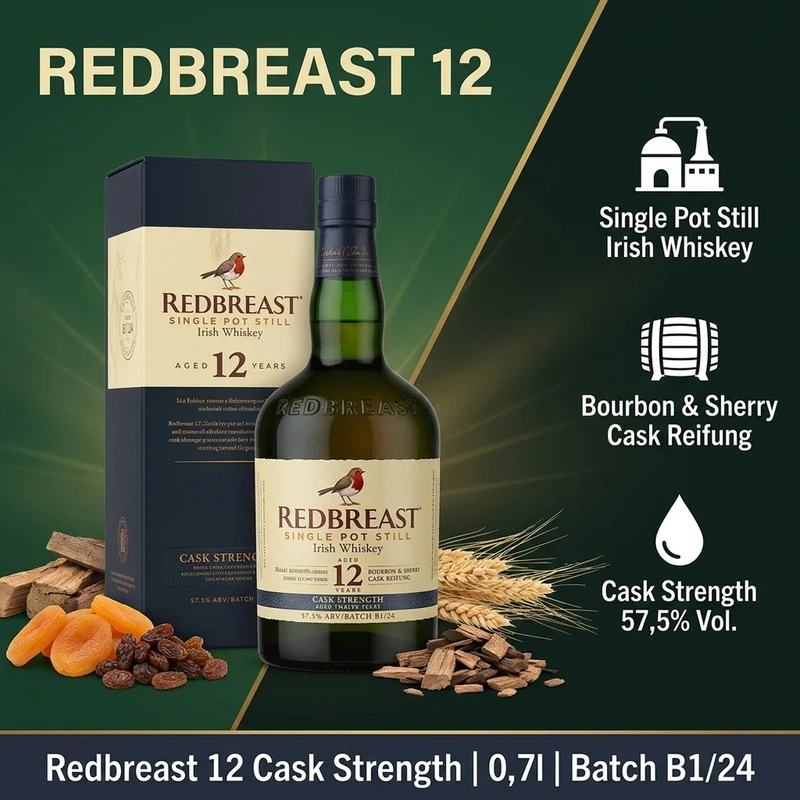 Redbreast 12 Jahre Cask Strength 0,7l, alc. 57,5 Vol.-%