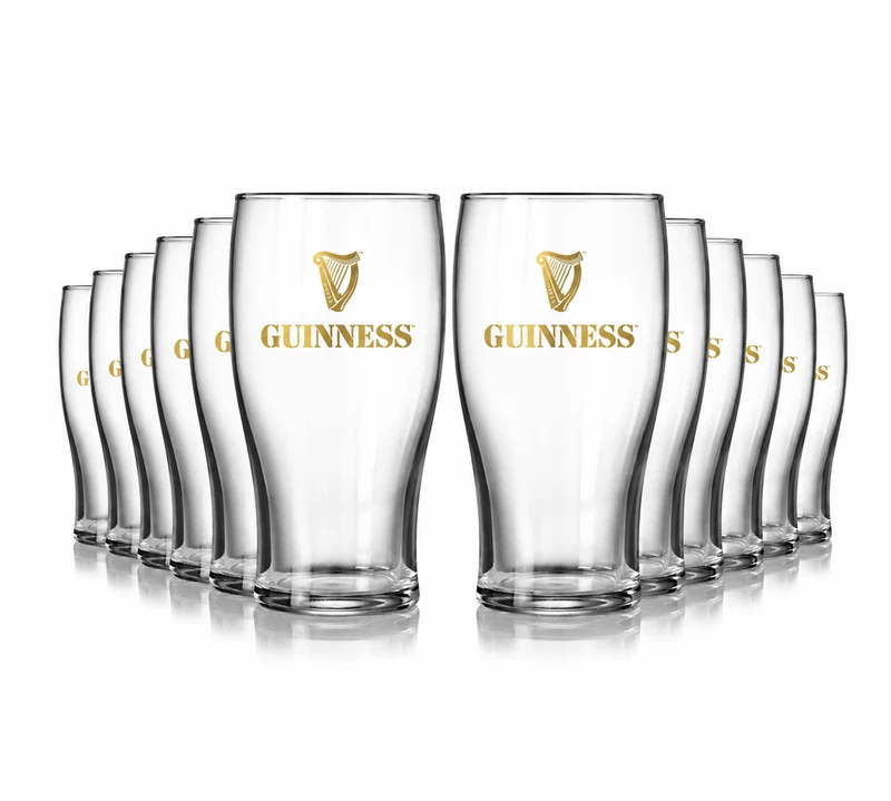 Guinness Vintage Gold Harp Pint Glass 12 Pack