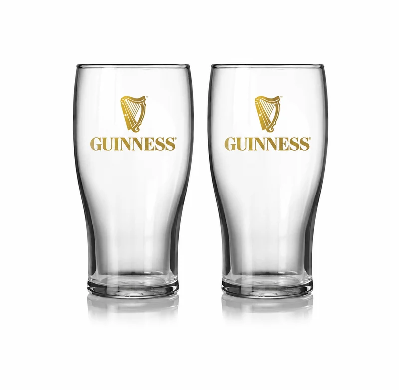 Guinness Vintage Gold Harp Pint Glass Twin Pack