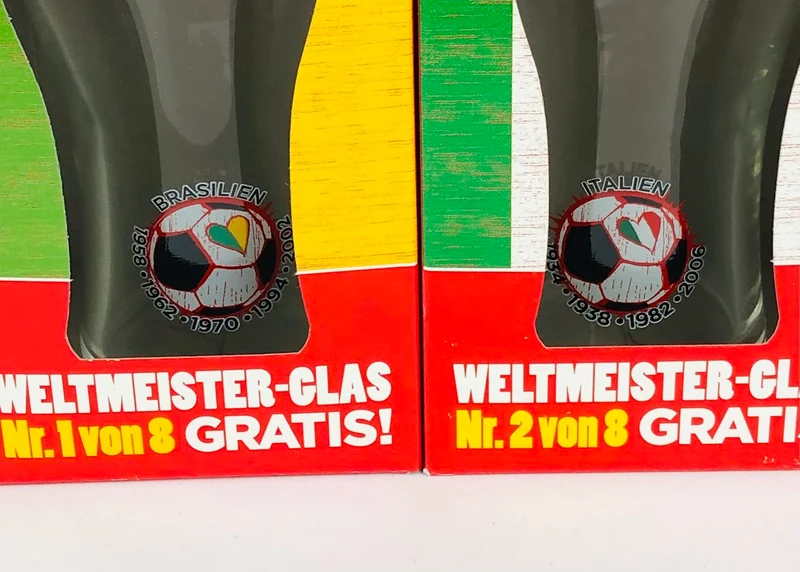8 x Coca Cola Gläser / WM 2014 Brasil / Alle Weltmeister Gläser von 1 bis 8