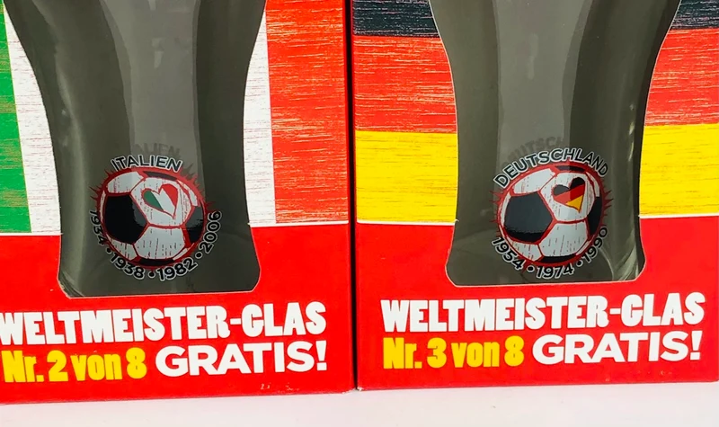 8 x Coca Cola Gläser / WM 2014 Brasil / Alle Weltmeister Gläser von 1 bis 8
