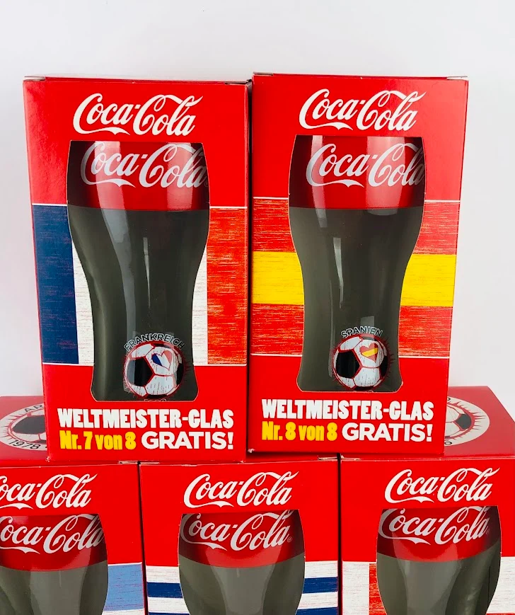 8 x Coca Cola Gläser / WM 2014 Brasil / Alle Weltmeister Gläser von 1 bis 8