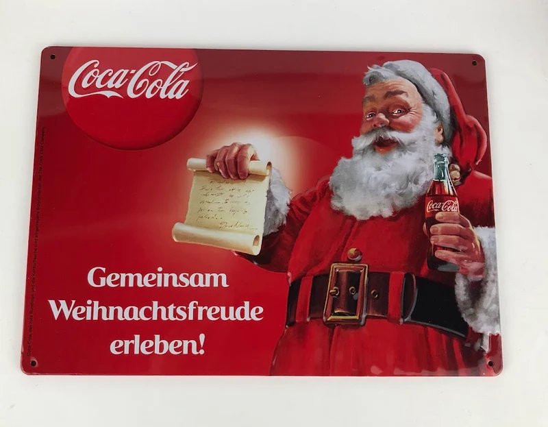 Coca Cola Blechschild 30 x 21 cm / Weihnachten Nokolaus Schild