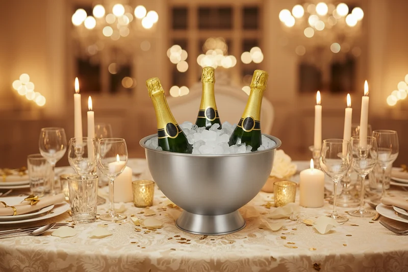 Cookinglife Champagne Eimer - Champagneschale - Gebürsteter Edelstahl ø 30 cm