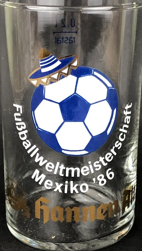 1 x Hannen Alt Glas 0,2l /" Fußballweltmeisterschaft Mexico 86 "