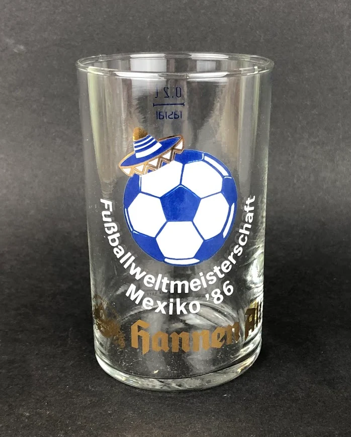 1 x Hannen Alt Glas 0,2l /" Fußballweltmeisterschaft Mexico 86 "