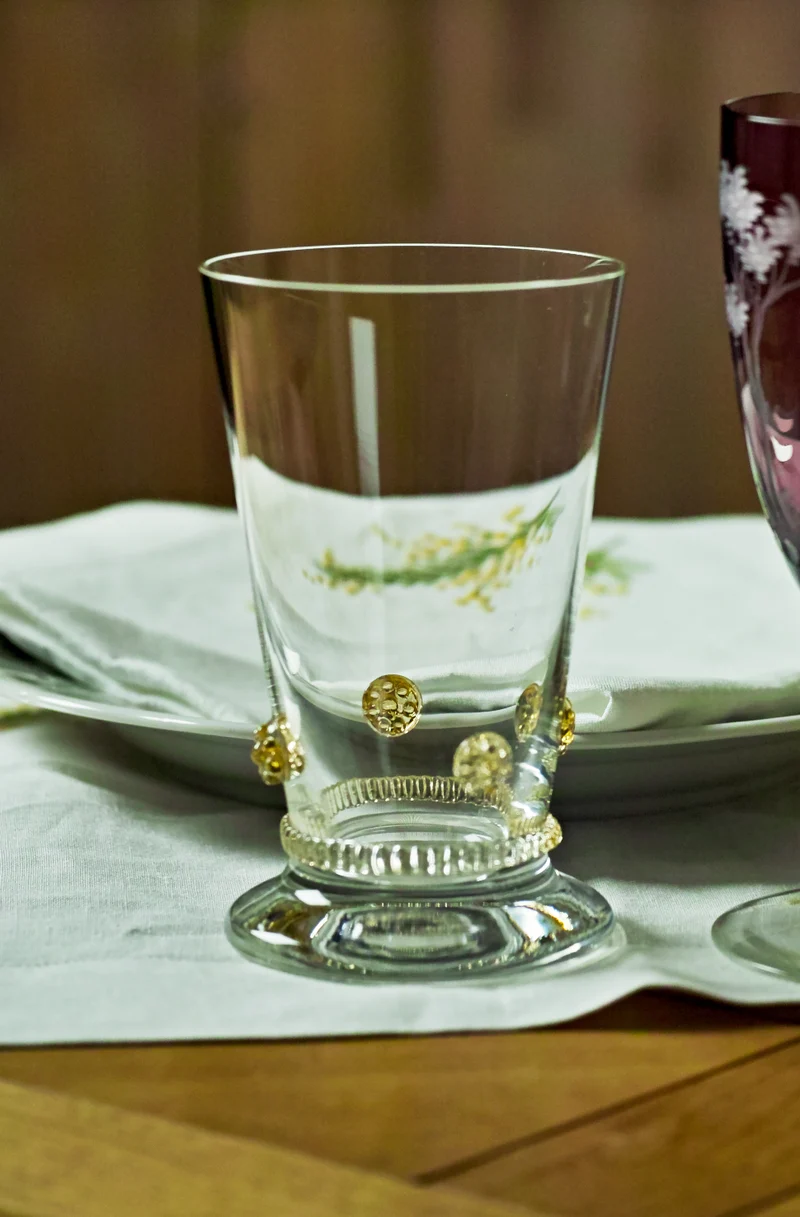 BACCHUS bernsteinfarbene Rosetten & Radlband - Wasserbecher 130 mm