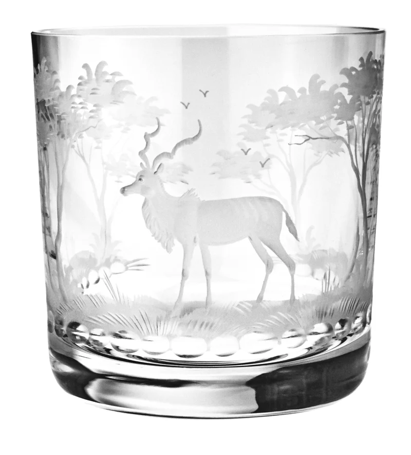 KILIMANDSCHARO klares Glas, Gravur 'Kudu' - Whiskybecher 99 mm