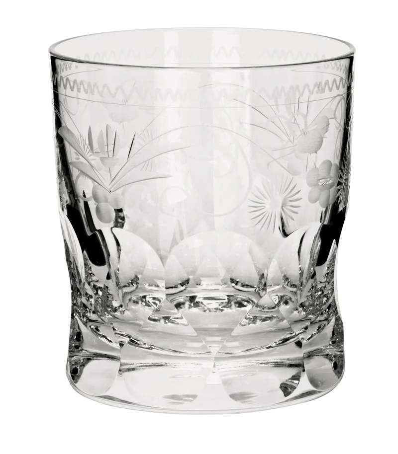 BERNADOTTE klar, Schliff & 'Radgravur' - Whiskybecher 90 mm
